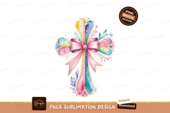 Ornate Cross With Pink Bow And Floral Accents image Product Image 1