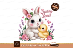 Bunny chick friendship floral hearts image Product Image 1