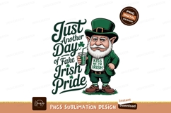 Leprechaun holding drink with Irish pride text green Product Image 1