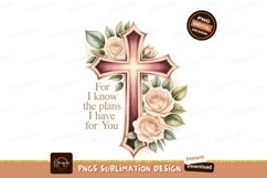 Ornate cross with roses and scripture flowers leaves Product Image 1