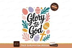 Easter eggs and foliage border cross religious Product Image 1