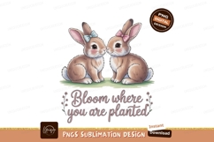 Cute bunnies with bows pink blue Product Image 1