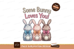 Three Fluffy Bunnies With Bows SUBLIMATION cute Product Image 1