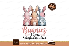 Three pastel bunnies with patterned backs pink orange Product Image 1