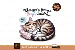 Sleeping tabby cat on pillow with text image Product Image 1