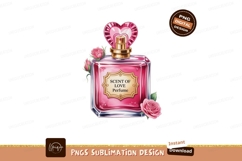 Pink perfume bottle with roses and heart topper image Product Image 1