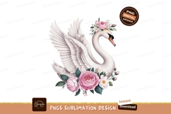 Elegant swan adorned with pink flowers white floral Product Image 1