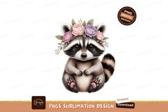 Adorable raccoon wearing floral crown animal pink Product Image 1