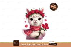 Cute llama with roses and scarf animal Product Image 1