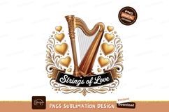 Golden harp with hearts and floral design music Product Image 1