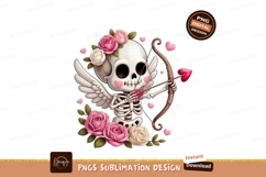 Skeleton cupid with roses and bow pink white Product Image 1