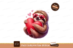 Adorable sloth hugging red heart wearing heart sunglasses Product Image 1