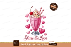 Pink milkshake with cherry and hearts cream Product Image 1