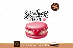 Pink macaron with heart decoration sweet dessert Product Image 1
