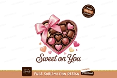 Heart shaped chocolates pink bow SUBLIMATION Product Image 1