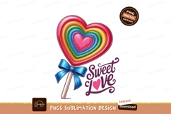 Rainbow heart lollipop with blue bow and text candy Product Image 1