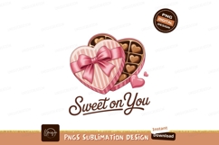 Pink heart box chocolates bow SUBLIMATION Product Image 1