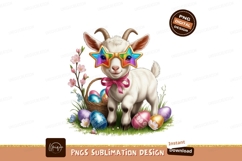 Adorable goat with star glasses and easter eggs stars Product Image 1