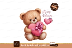Teddy bear holding pink heart gift image Product Image 1