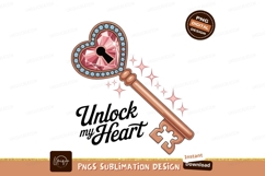 Heart shaped key with gems and text unlock love Product Image 1