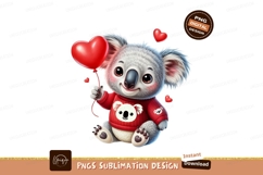 Cute koala holding red heart balloon image Product Image 1