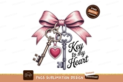 Ornate keys with pink ribbon and hearts image Product Image 1