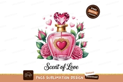 Pink Perfume Bottle With Roses And Hearts image Product Image 1