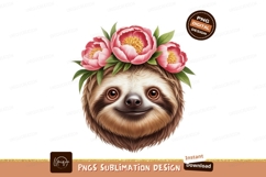 Sloth floral crown happy pink green Product Image 1