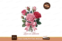Pink red roses bouquet satin bow floral Product Image 1