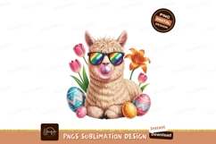 Fluffy llama chewing bubblegum wearing rainbow sunglasses Product Image 1