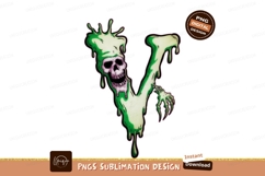 Green slime dripping skull letter V image Product Image 1