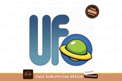 Blue gradient letters with green flying saucer yellow Product Image 1