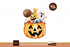 Halloween pumpkin bucket full of treats candy lollipop Product Image 1