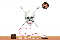 Skull with crossed needles and pink thread image Product Image 1