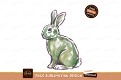 Green rabbit watercolor sketch purple Product Image 1