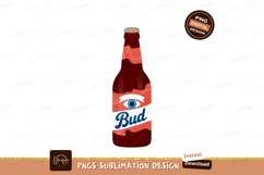 Red bottle with eye logo and text blue white Product Image 1