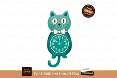 Teal cat clock with bow tie image Product Image 1