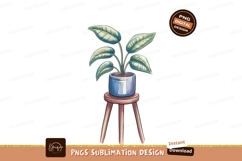 Potted plant on wooden stool green Product Image 1