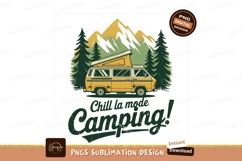 Yellow camper van with pop top in forest setting trees Product Image 1