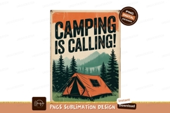 Vintage Camping Scene With Tent And Mountains forest Product Image 1