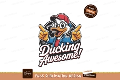 Cool duck pointing with sunglasses and hat cartoon Product Image 1