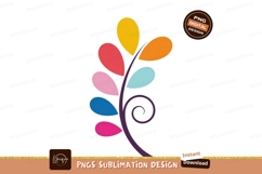 Colorful abstract floral branch with swirling stem Product Image 1