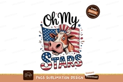 Patriotic cow wearing Uncle Sam hat with American flag Product Image 1