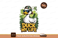 Cool duck wearing sunglasses and cap camouflage bird Product Image 1