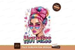 Vibrant woman with colorful hair and heart sunglasses Product Image 1