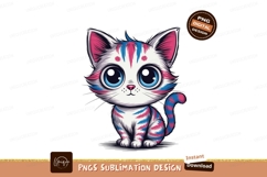 Whimsical Feline With Blue Pink Markings kitten cute Product Image 1