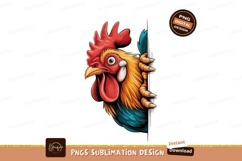 Rooster peeking from behind a surface chicken bird Product Image 1