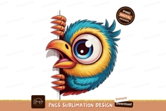 Cartoon bird peeking from edge cute colorful Product Image 1