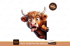 Highland cow peeking with tongue out animal cartoon Product Image 1