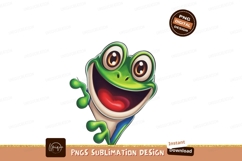 Cheerful green frog peeking with wide smile smiling Product Image 1